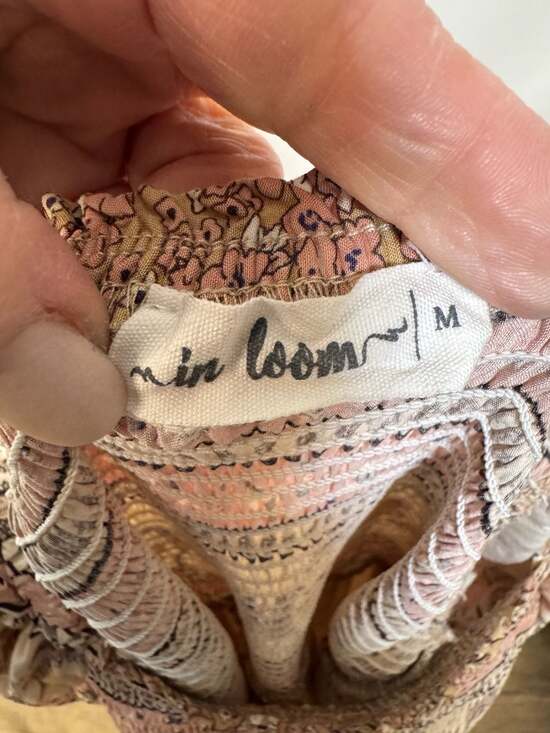 In Loom Border Print Flutter Sleeve Smocked Maxi Dress, Size Medium - Picture 3 of 10